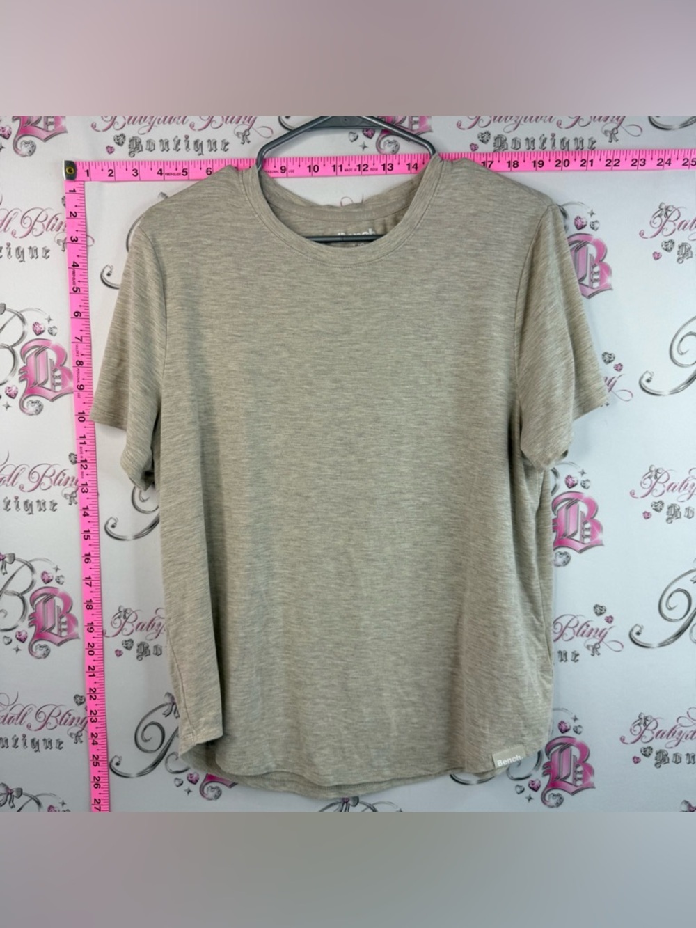 Bench Short Sleeve Crew Neck T-Shirt -Activewear Light Tan Heather stretchy soft